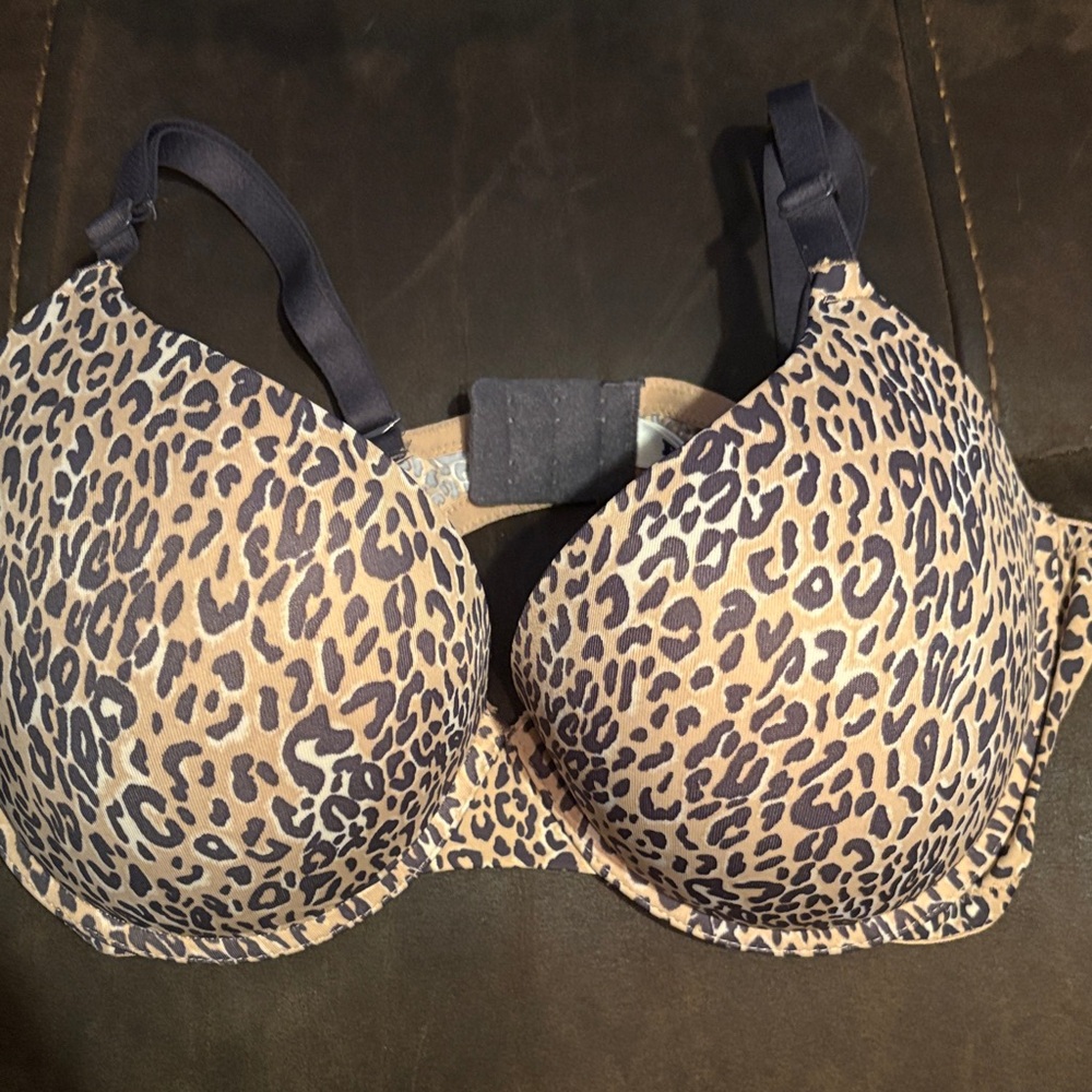 Victoria's Secret Leopard Print Bra with Black Straps